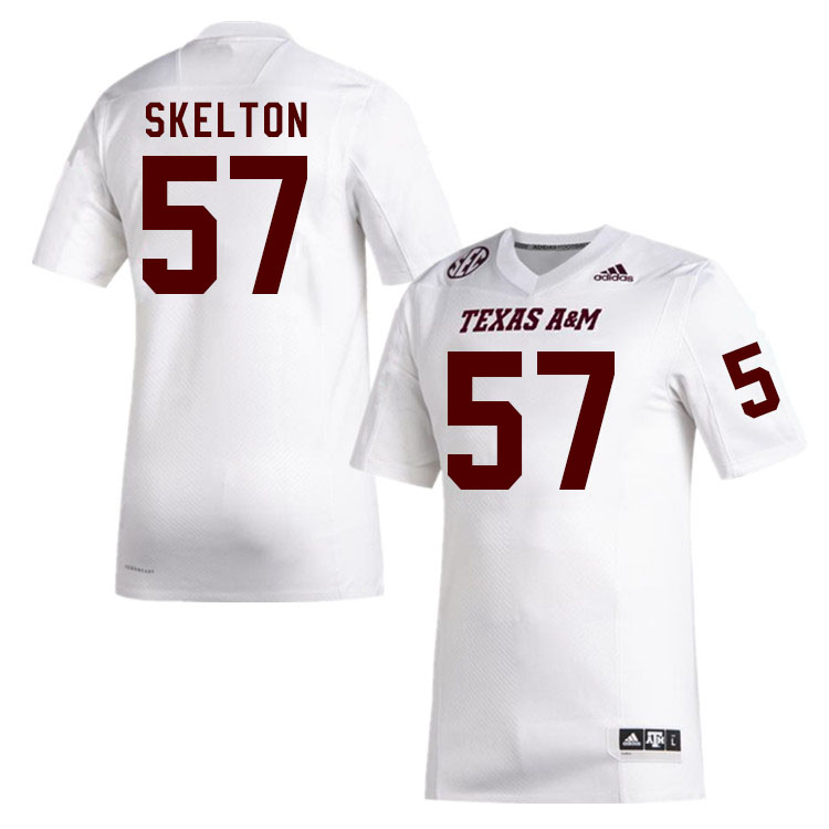 Men #57 Ronald Skelton Texas A&M Aggies College Football Jerseys Stitched Sale-White